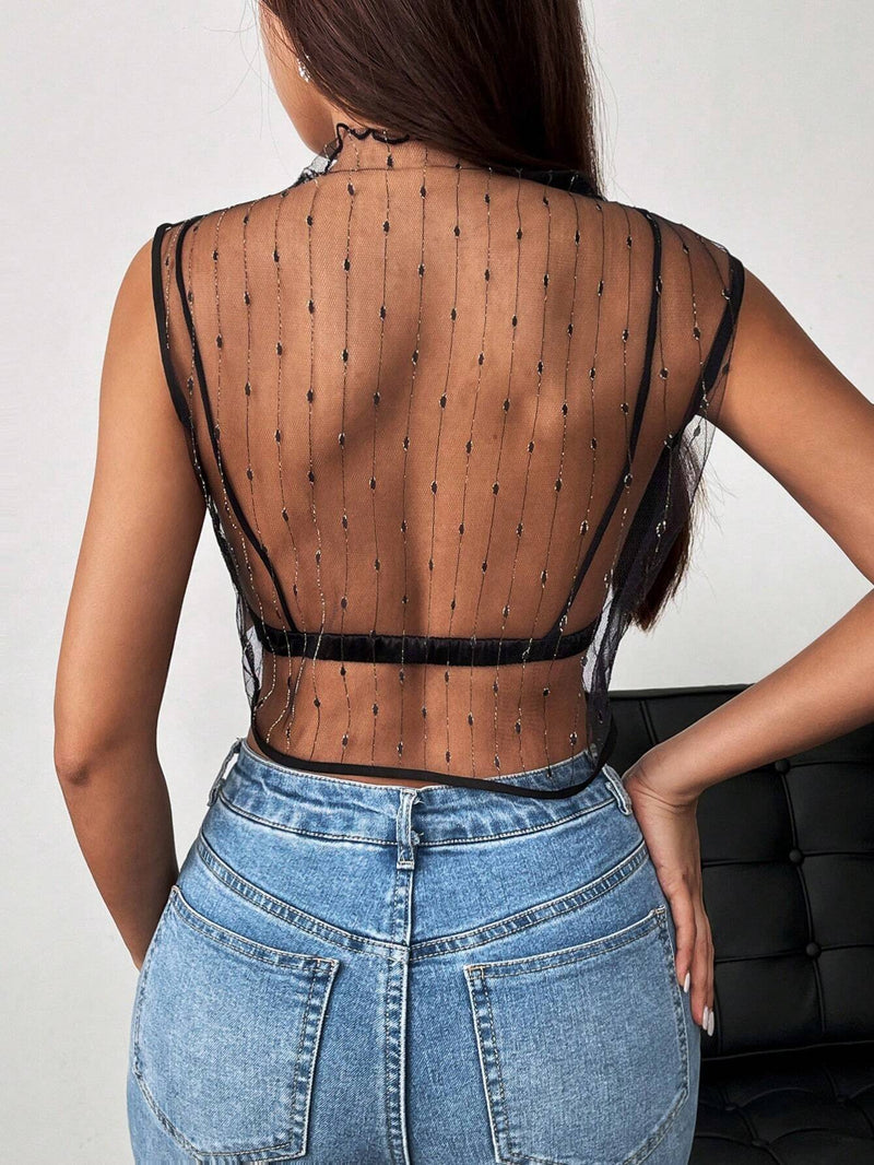 Prive Top Cultivo De Malla Suelta Y Transparente Para Mujeres En Verano