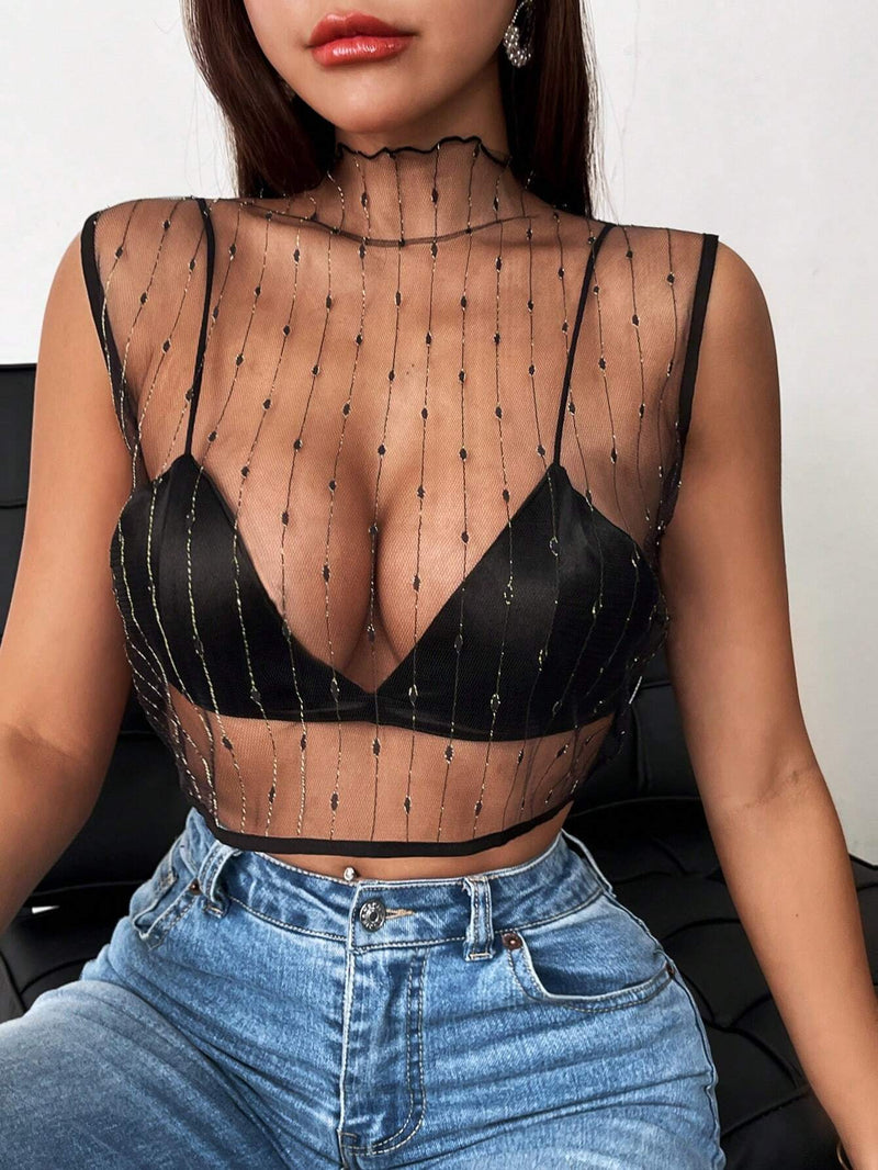 Prive Top Cultivo De Malla Suelta Y Transparente Para Mujeres En Verano