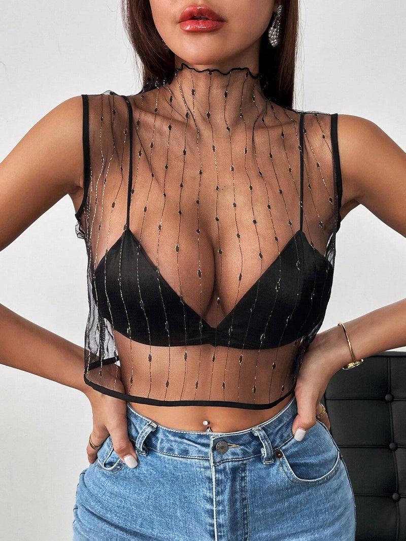 Prive Top Cultivo De Malla Suelta Y Transparente Para Mujeres En Verano