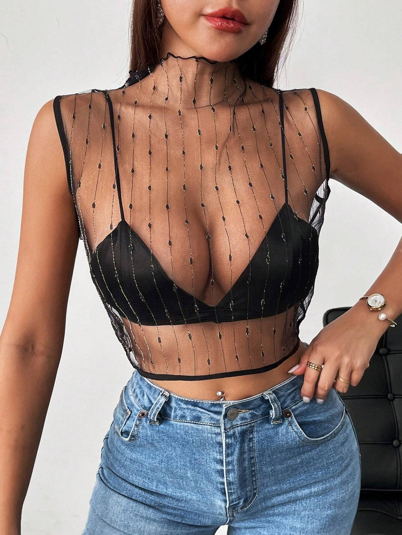 Prive Top Cultivo De Malla Suelta Y Transparente Para Mujeres En Verano