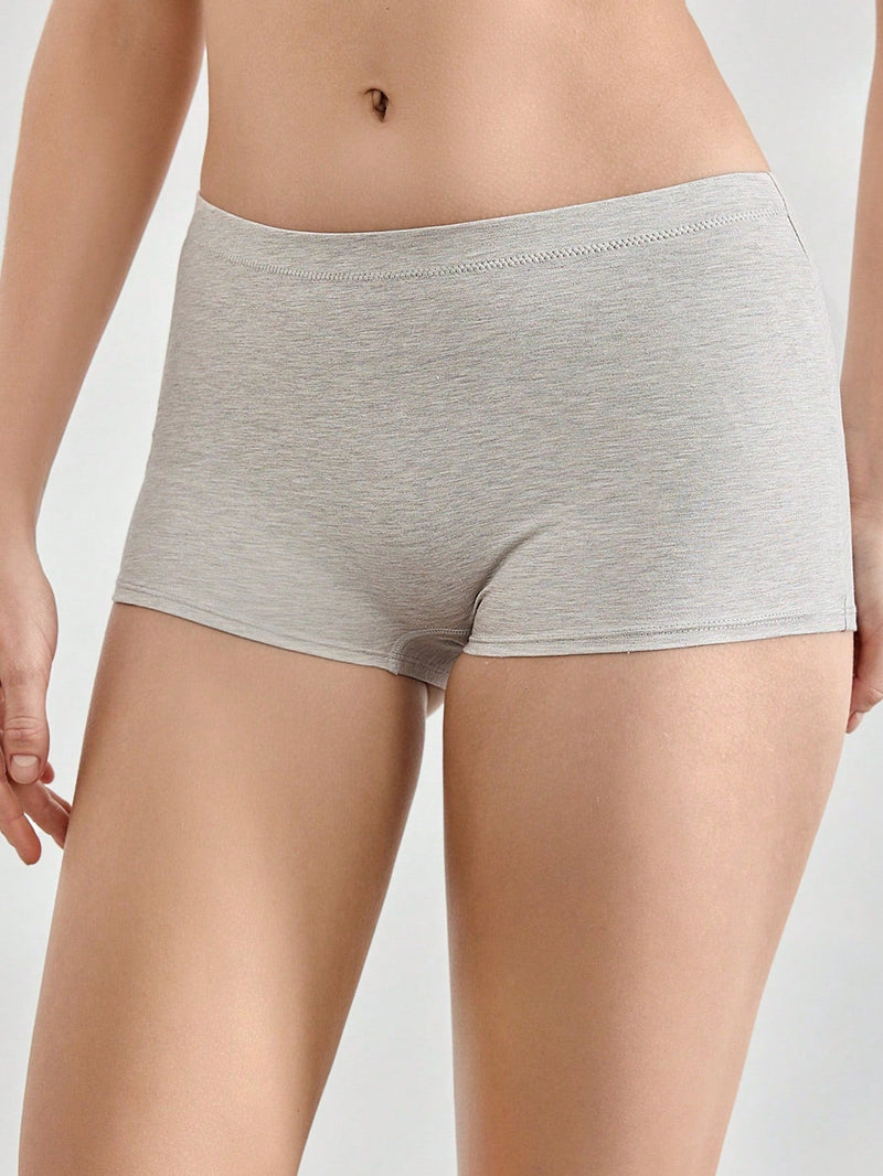 Leisure Shorts De Cuadros Simples, De Color Solido Y Comodos Para Mujer