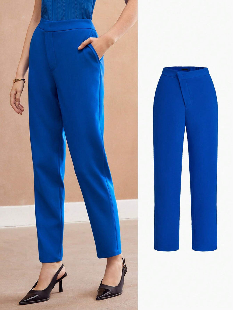 MOTF PREMIUM Pantalones De Cintura Super Puesta Para Mujeres Tejido Y De Color Solido