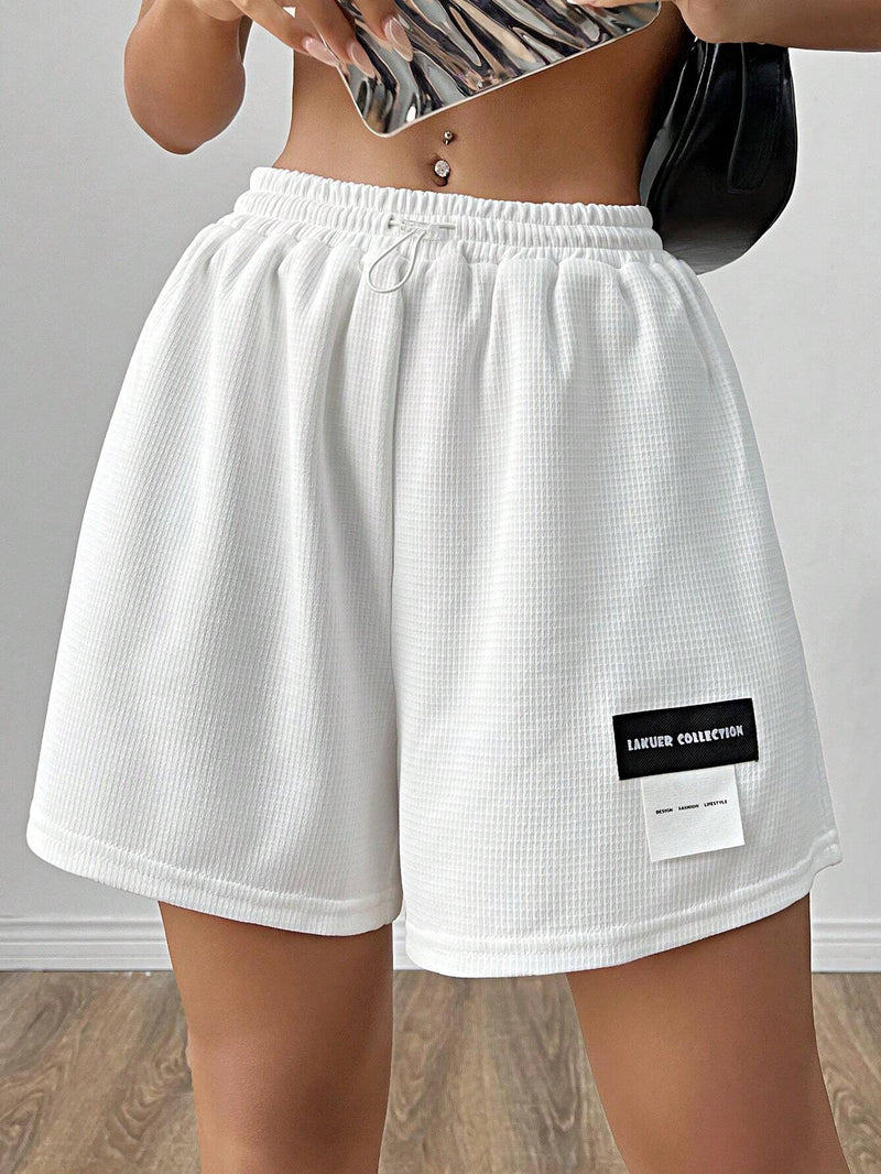 EZwear Mini shorts tejidos de textura solida para mujeres