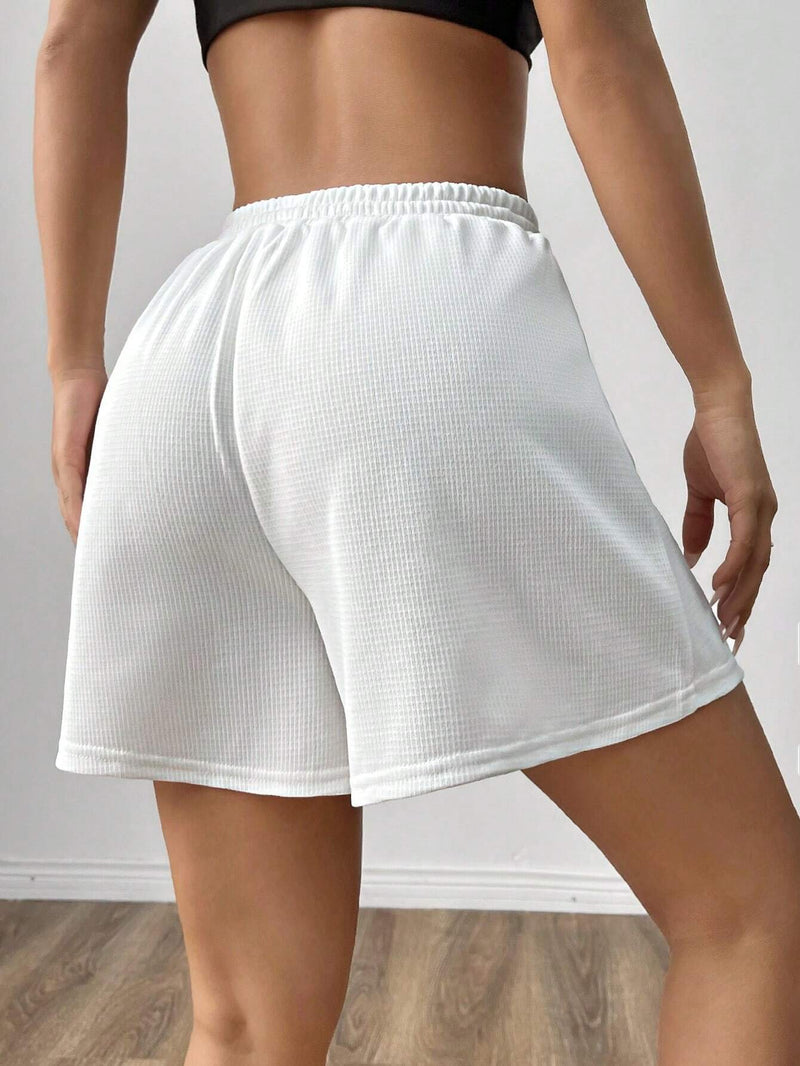 EZwear Mini shorts tejidos de textura solida para mujeres