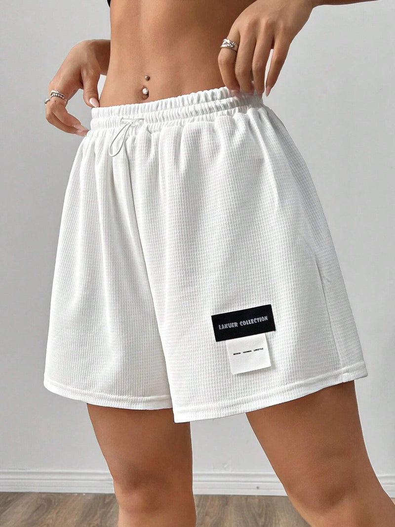 EZwear Mini shorts tejidos de textura solida para mujeres