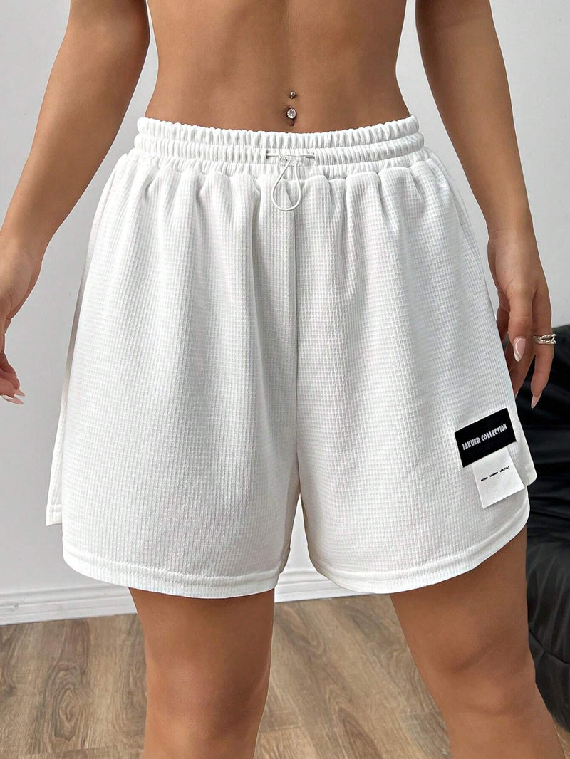 EZwear Mini shorts tejidos de textura solida para mujeres