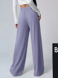 Ezwear pantalones de mujer plisados en color solido