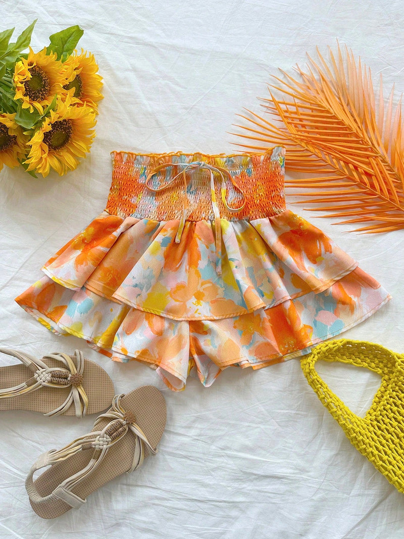 WYWH Shorts Ajustables Con Cintura Con Cordon, Diseno De Patron De Flores Estilo Pintura De Oleo Colorido Y Lleno De Estilo Vacacional Romantico En El Campo Para Mujeres En Verano