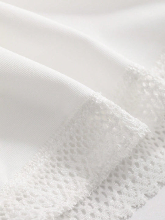 DAZY Vestido de encaje de remiendo de triangulo con pantalones cortos de seguridad anti-reflejo/anti-vaciado