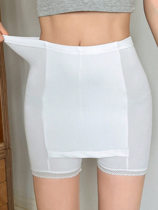 DAZY Vestido de encaje de remiendo de triangulo con pantalones cortos de seguridad anti-reflejo/anti-vaciado