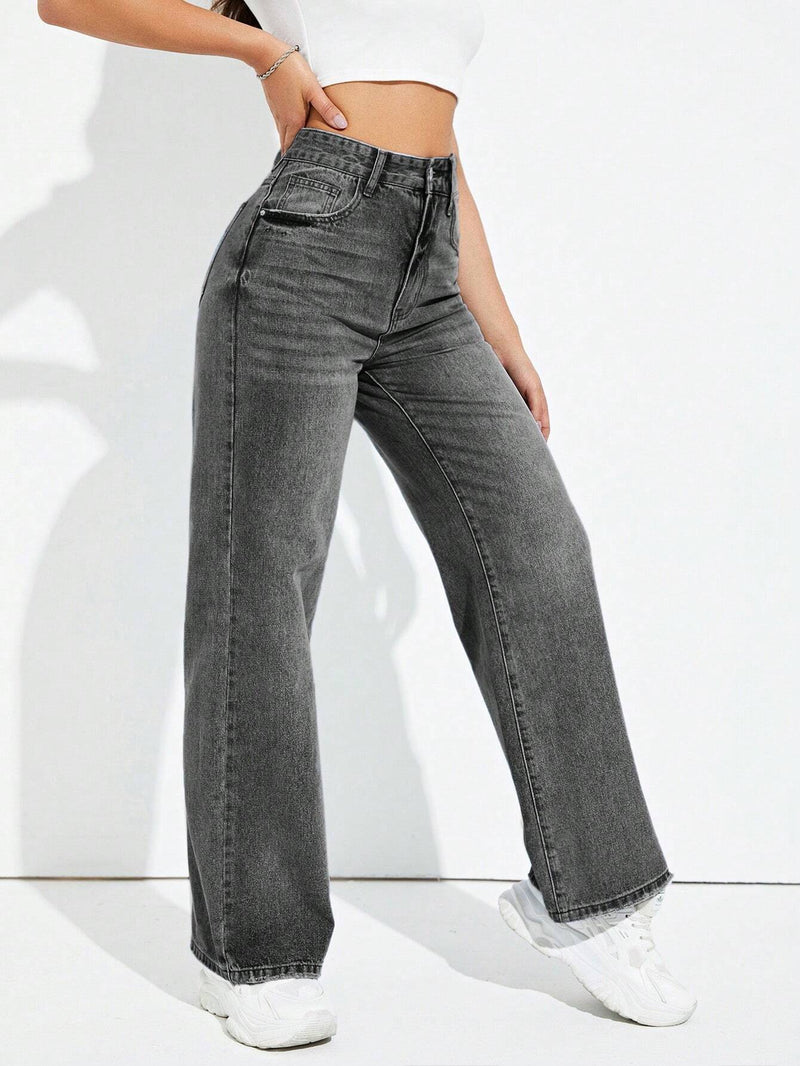 EZwear Jeans para mujeres, de corte recto, con un ajuste holgado y bolsillos