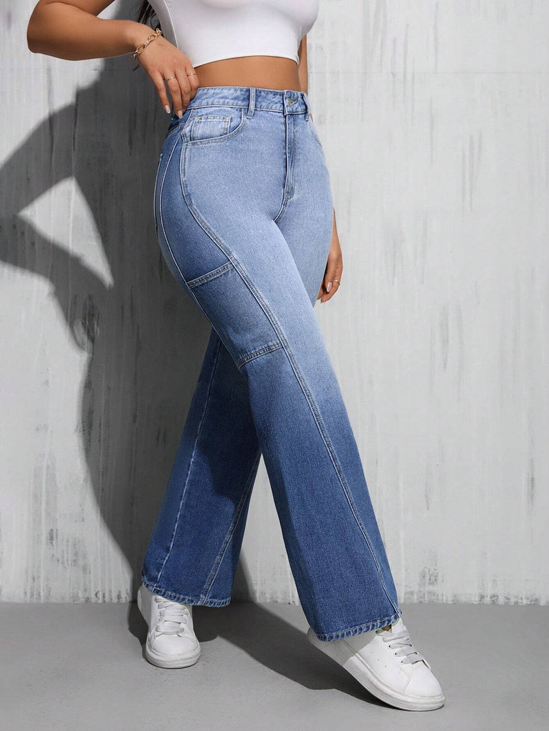 Essnce Jeans de pierna recta comodos y casuales para mujeres con bolsillos