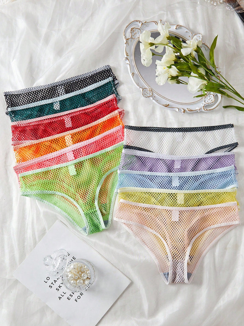 Conjunto de 11 piezas de Bragas para mujeres de malla Sexy, Dulces, Lindas y Transpirables en forma de triangulo