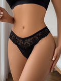 Tangas de encaje sexy para mujer con parches