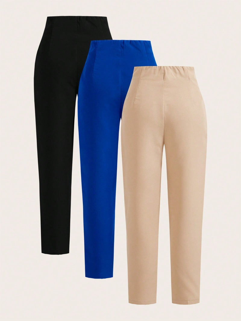 Frenchy Pantalones conicos de cintura alta unicolor para mujer, pantalones de mujer color caqui, ropa de mujer de negocios casual, remplazo de varios colores, comodos de llevar, adecuados para la vida diaria casual y el ocio en las vacaciones