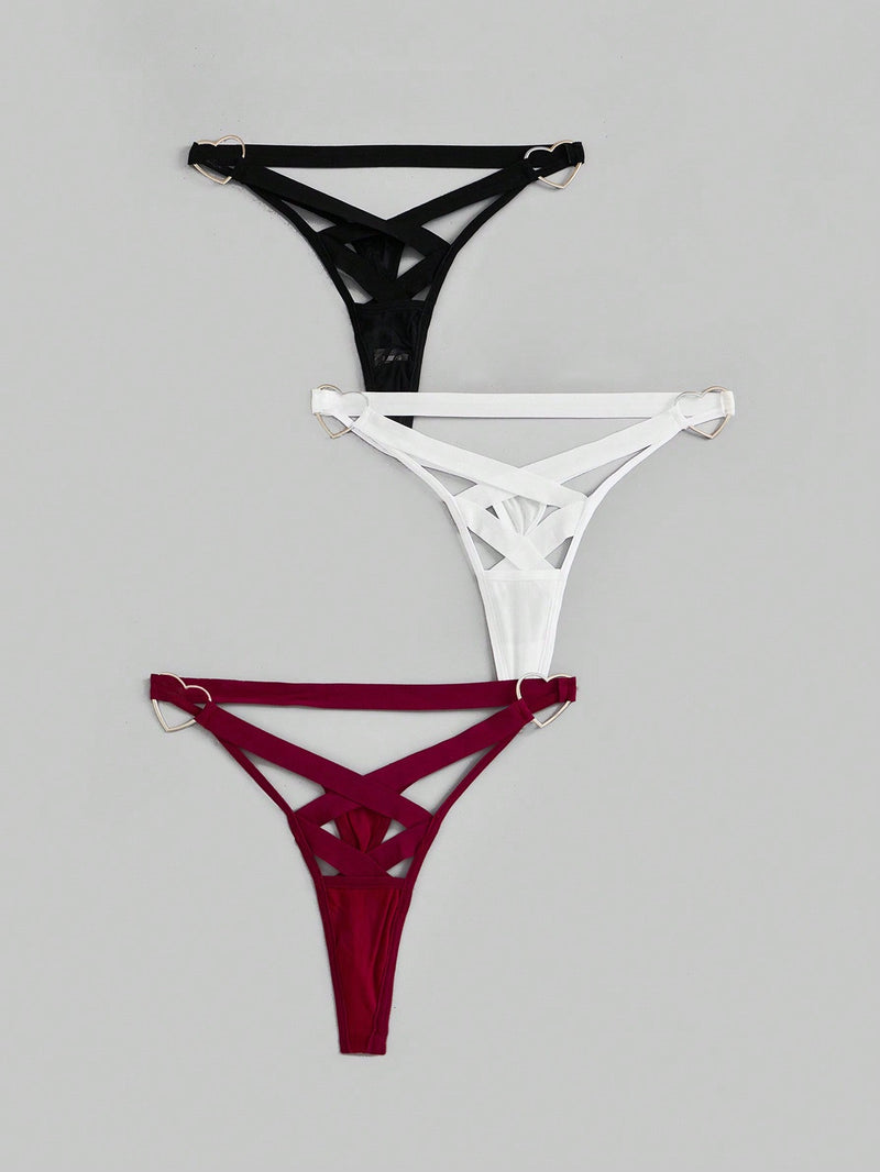 Romwe grunge punk conjunto sexy de 3 piezas con tanga de tiras vacias