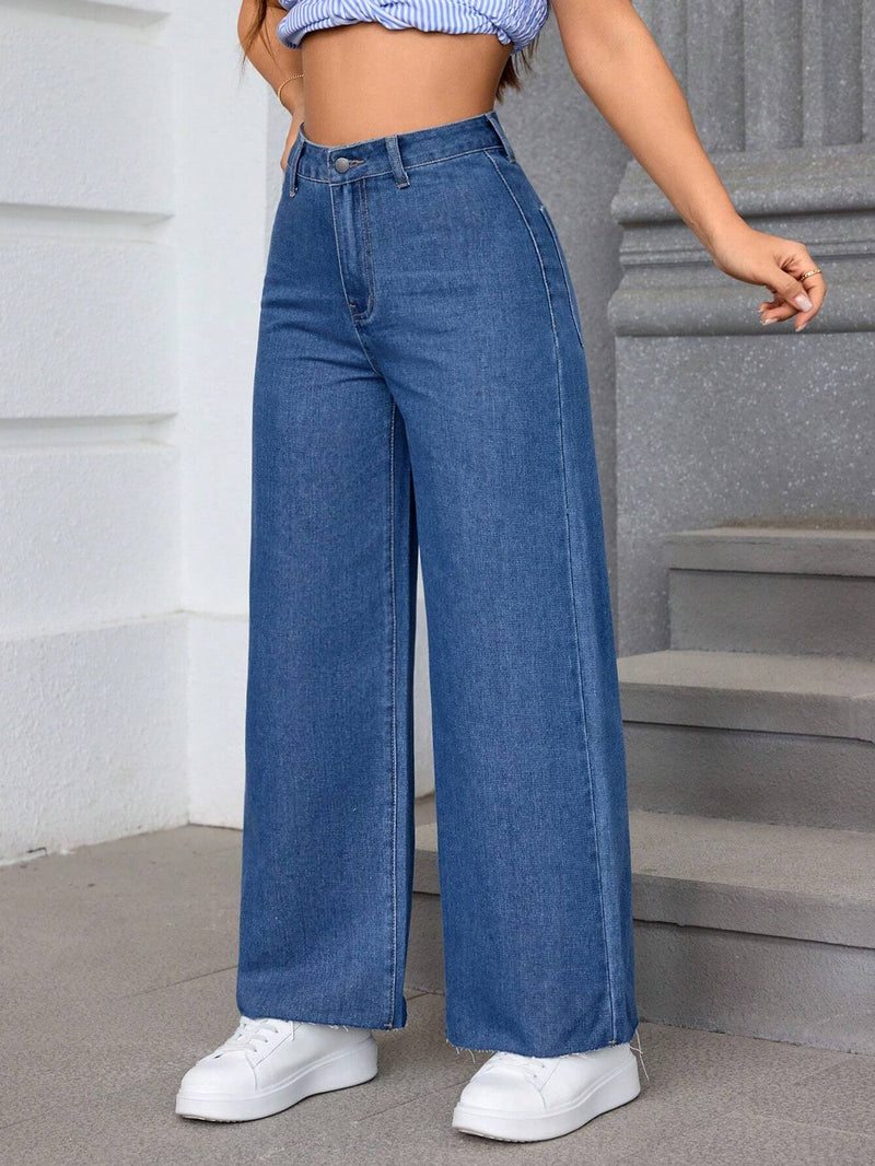 Essnce Pantalones Jeans rectos de pierna para mujer, casuales y diarios