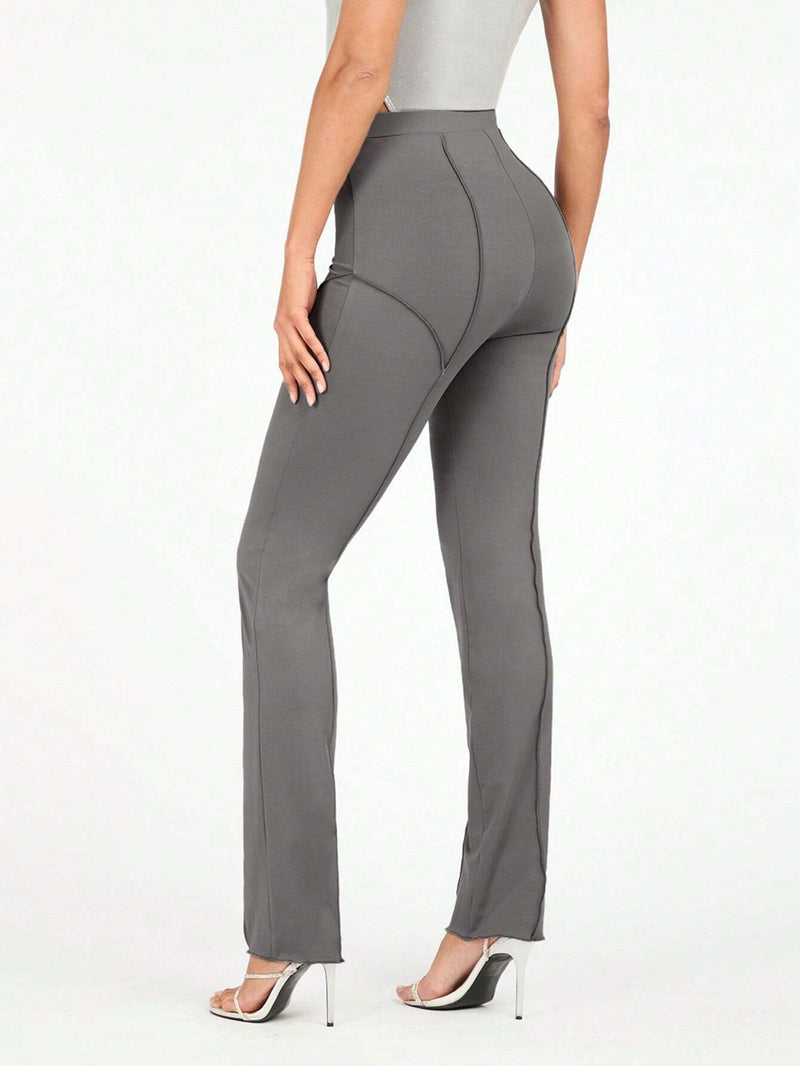 BAE Pantalones ajustados de color gris solido con cintura elastica y dobladillo estrecho para atuendos casuales de verano, de calle y de festivales de musica