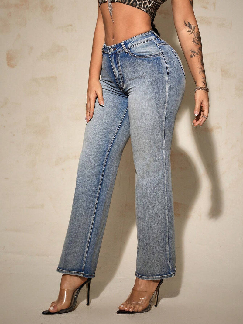 SXY Jeans casuales de corte ajustado y cintura baja