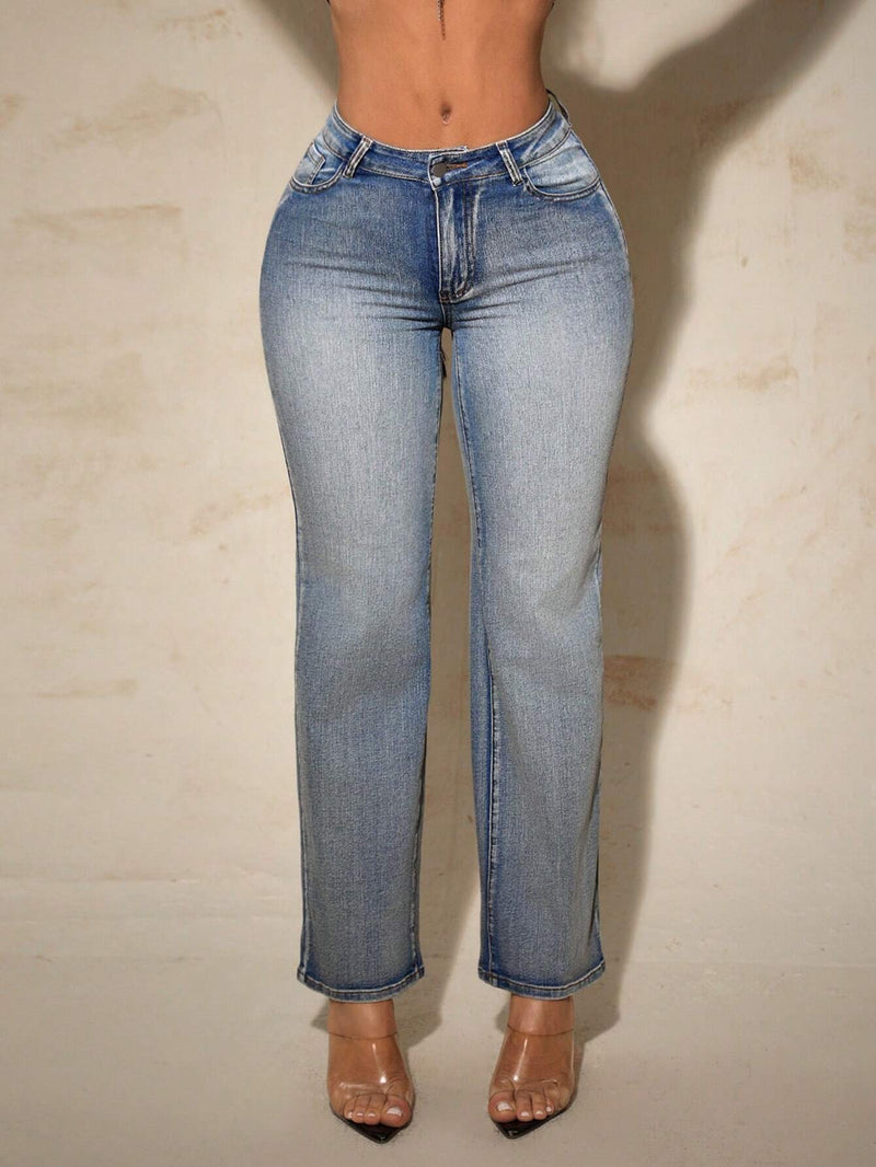 SXY Jeans casuales de corte ajustado y cintura baja