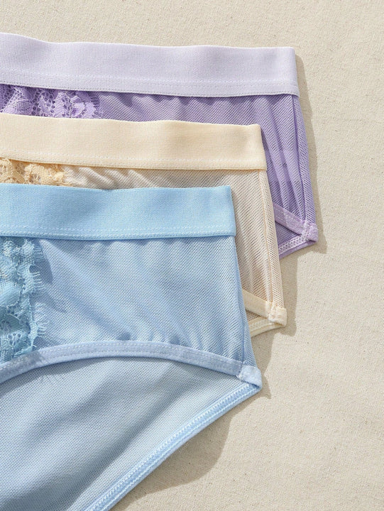 Bragas De Triangulo Con Encaje, Comodas Y Transpirables Con Parches