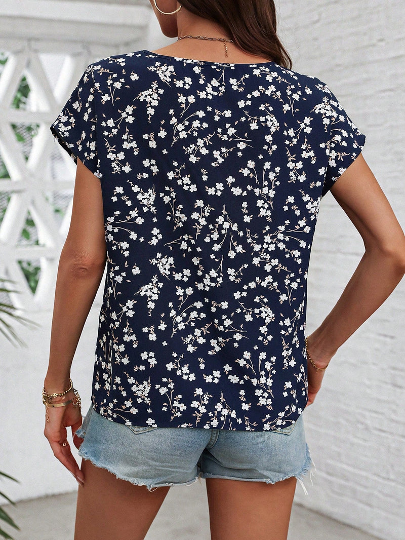 LUNE Top casual con mangas murcielago y estampado floral