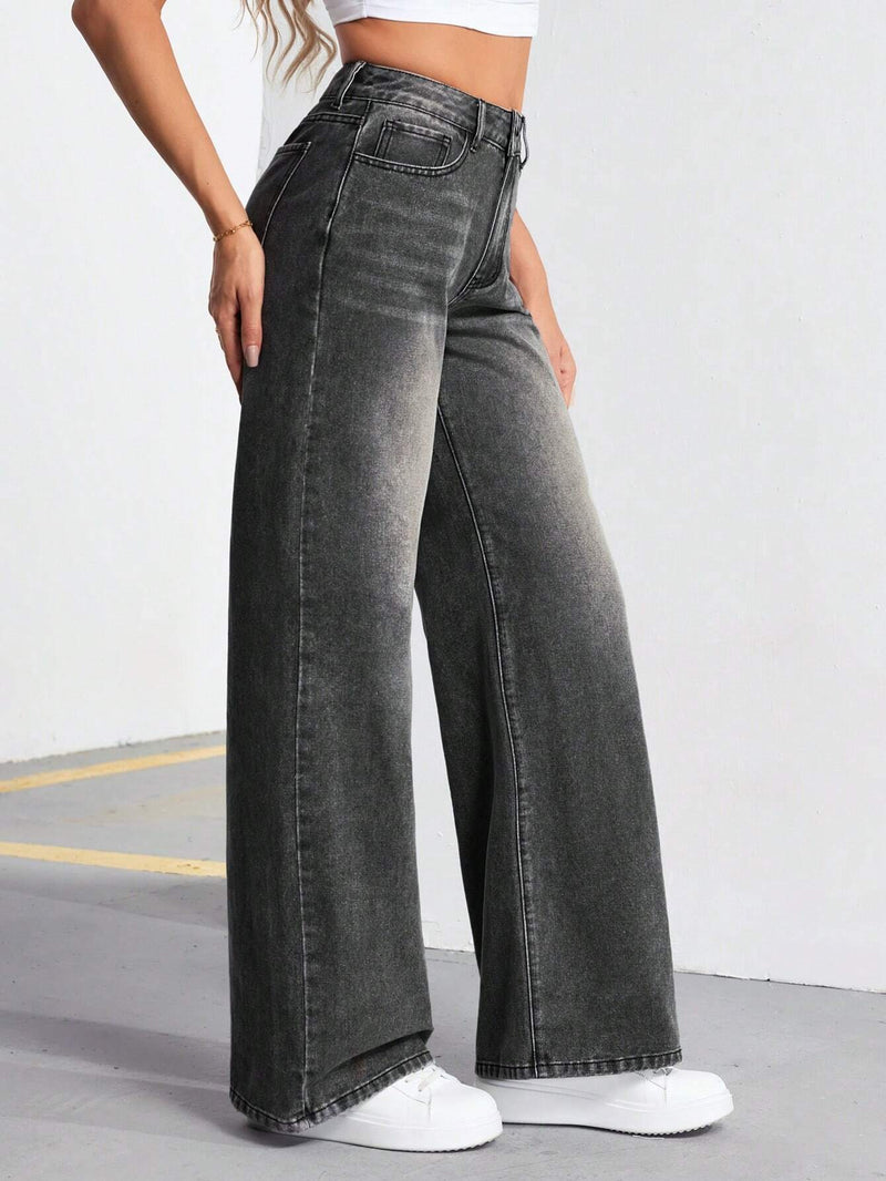 Tall Jeans informales de pierna recta vintage para mujeres con efecto desgastado