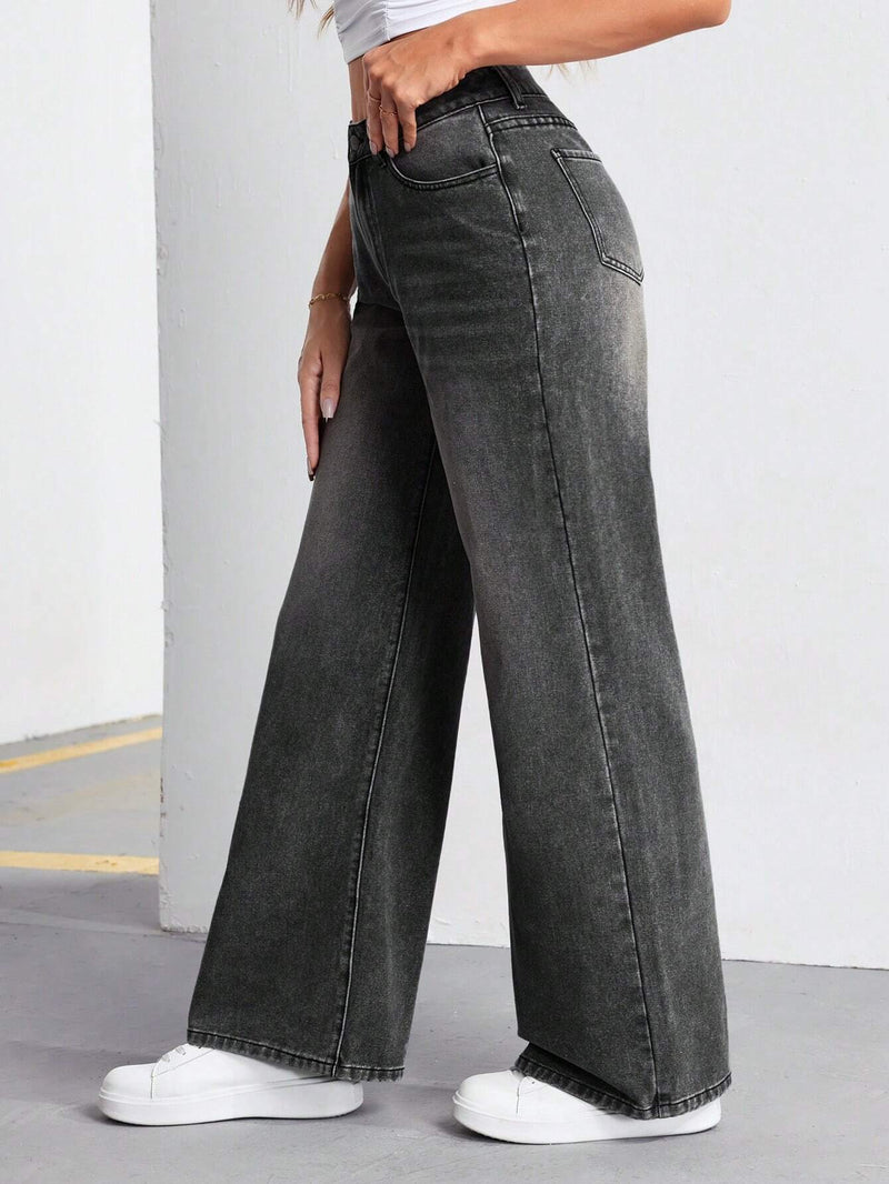 Tall Jeans informales de pierna recta vintage para mujeres con efecto desgastado