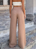 Pantalones de pierna ancha de lino para mujer