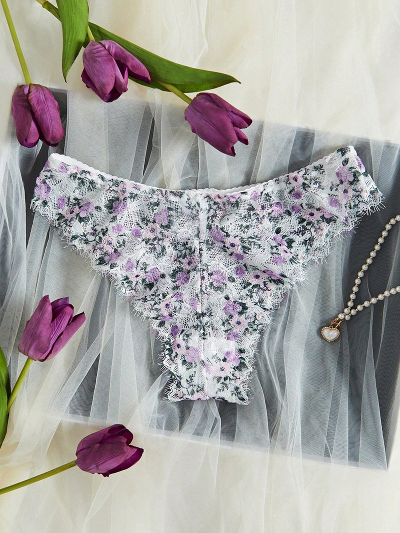 Panties Triangulares Con Encaje Floral