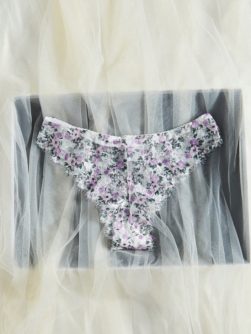 Panties Triangulares Con Encaje Floral