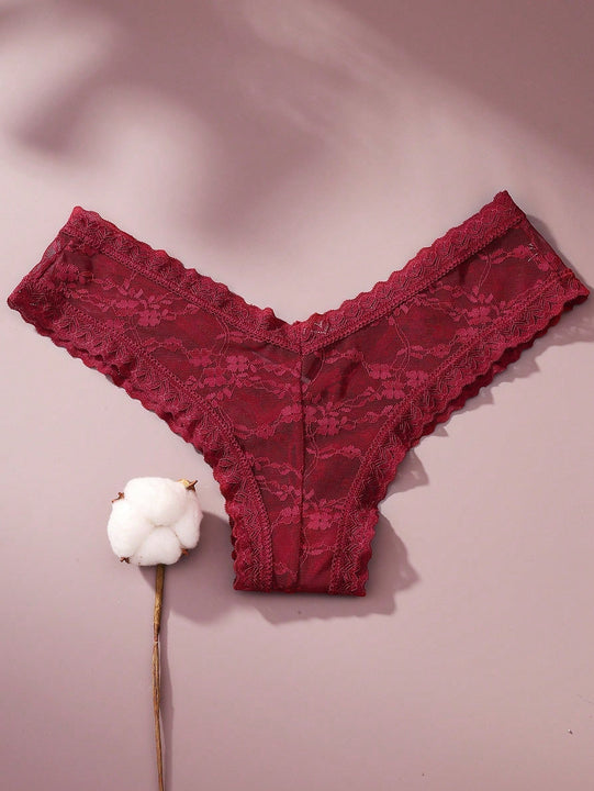 4/piezas tanga sexy para mujer, con diseno de flores pequenas calado y tirantes cruzados de encaje, ropa interior sexy