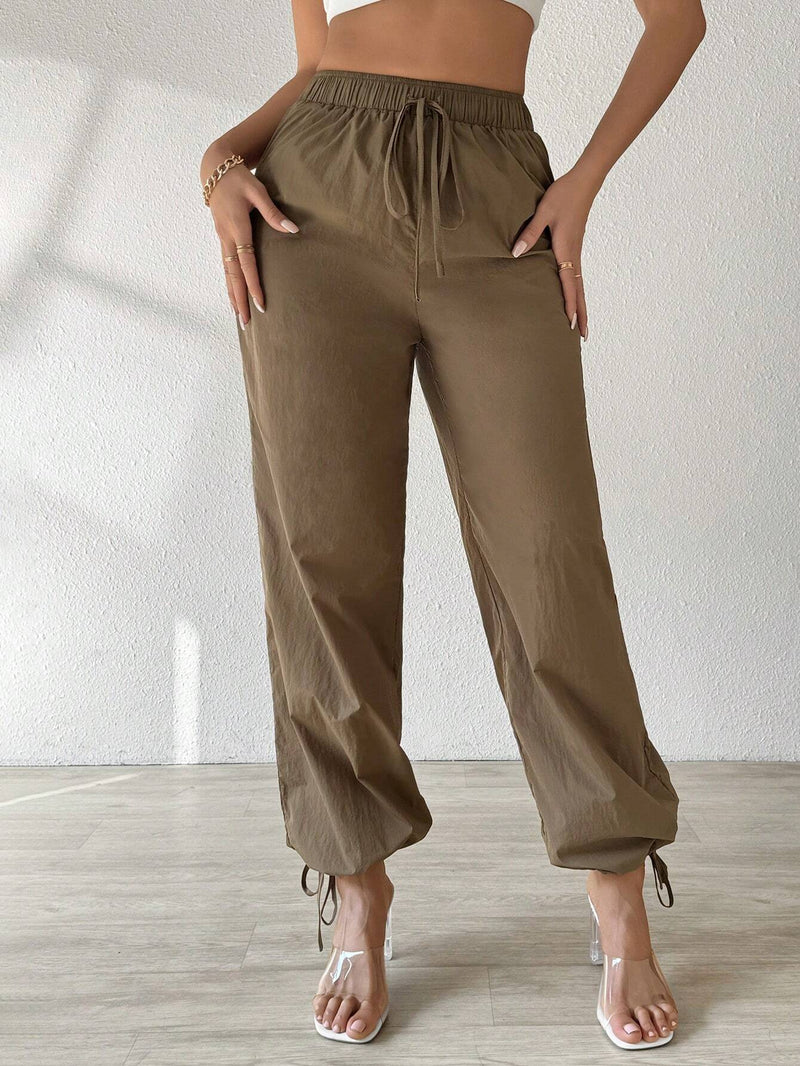 Essnce Pantalones de trabajo con cordon para mujer de moda estilo "Jogger" con paracaidas