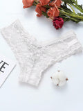4/piezas tanga sexy para mujer, con diseno de flores pequenas calado y tirantes cruzados de encaje, ropa interior sexy