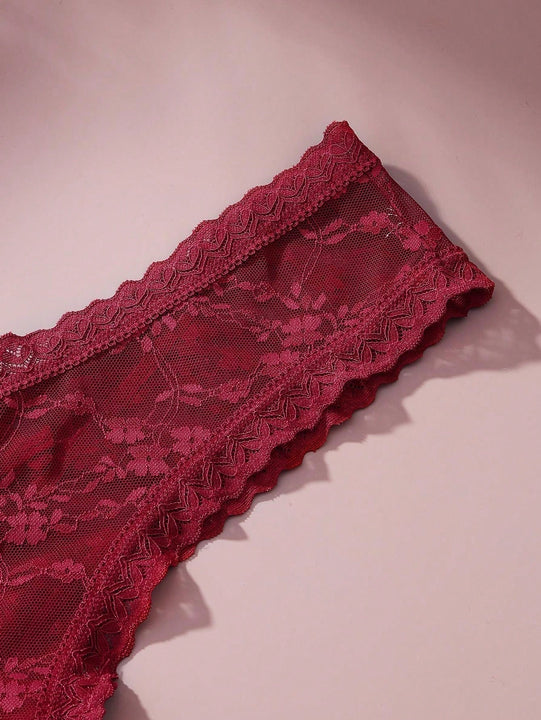 4/piezas tanga sexy para mujer, con diseno de flores pequenas calado y tirantes cruzados de encaje, ropa interior sexy