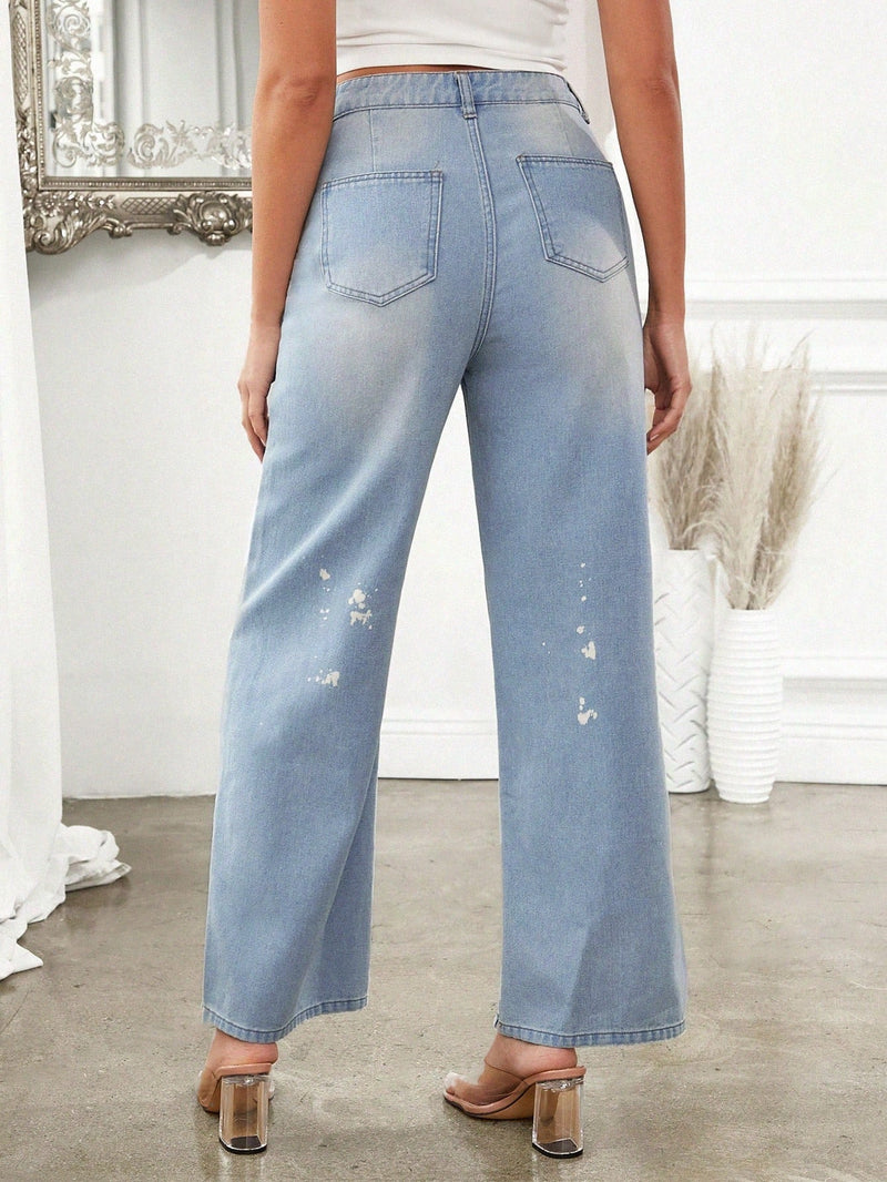 Forever 21 Pantalones Jeans de pierna ancha con estilo vintage y degradado desvanecido para uso casual