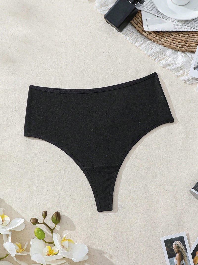 Mujeres unicolor Tanga De Cintura Alta Con Envoltura Inferior Del Bikini