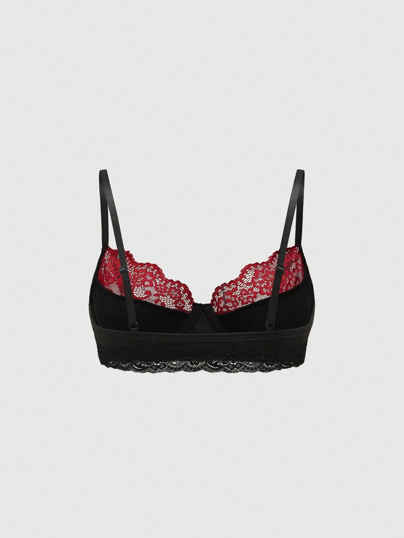 ROMWE Grunge Punk Sujetador tipo Bralette con patron oscuro de aranas Punk, refuerzo de aro e insercion de encaje