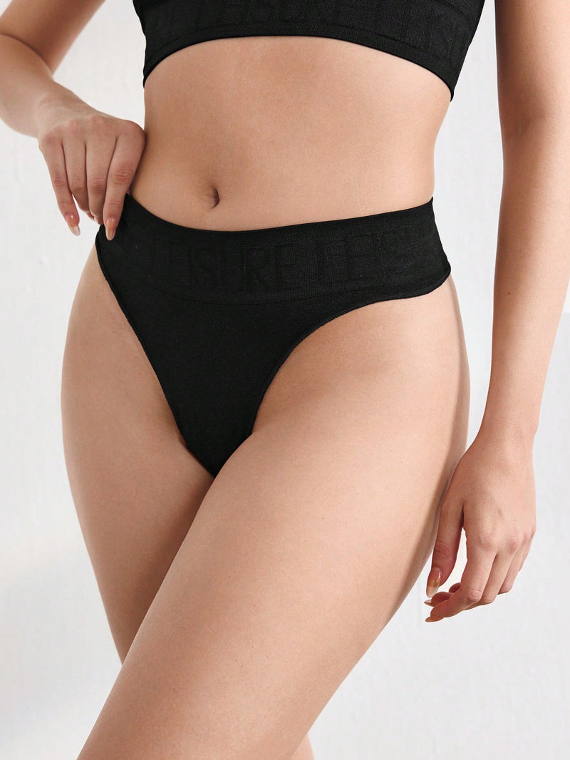 Leisure Mujeres Calzoncillos Tanga de logotipo Jacquard elasticos sin costuras tejidos