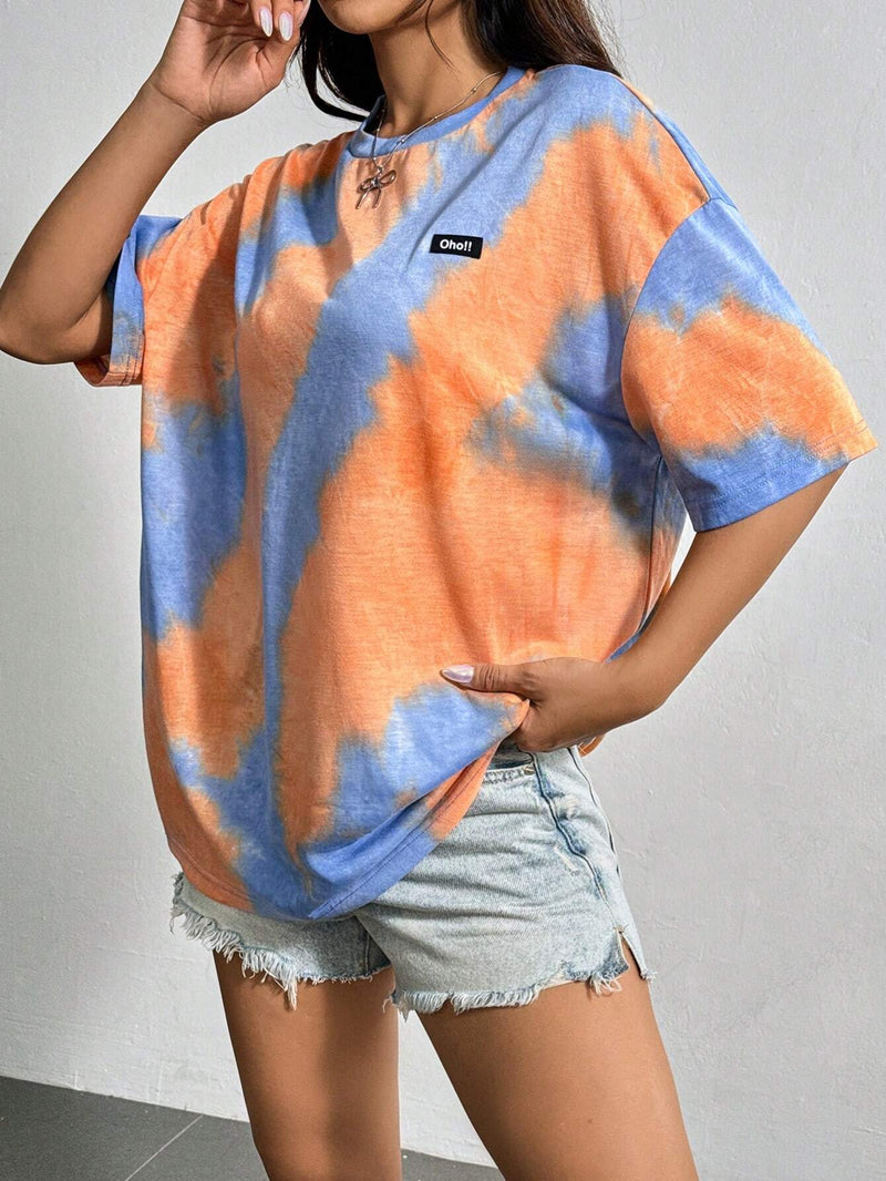 Mujeres verano casual camiseta de manga corta tenida enlazada con colores llamativos