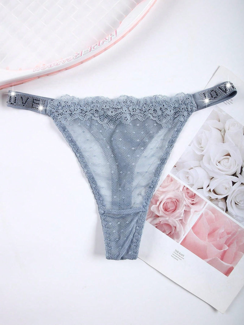 Tanga de encaje sexy para mujer - bragas de triangulo de cintura baja transpirables sin costuras y boxer de amor minimalista - ropa interior y lenceria comoda para mujer