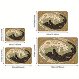 Alfombra de puerta temática de gato de franela suave para PC, alfombrilla de piso de poliéster suave, adecuada para tapetes ligeros en cocinas, dormitorios, comedores y oficinas en casa