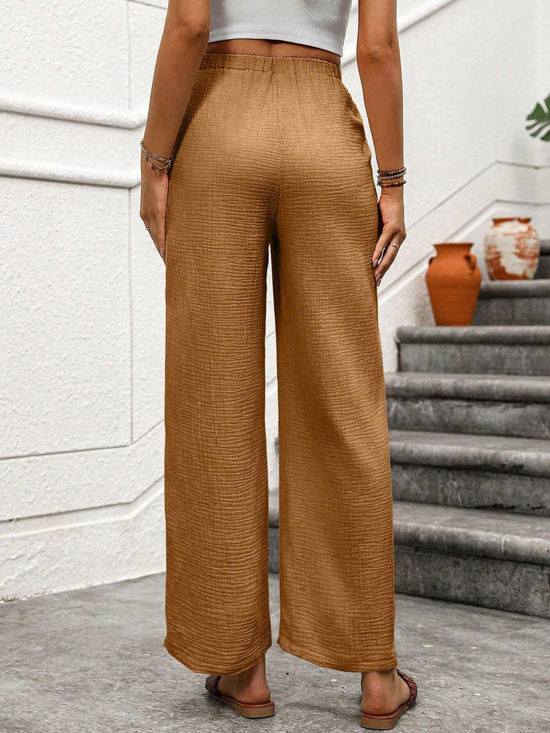 NEW  LUNE Pantalones casuales simples con cordon para mujer en unicolor