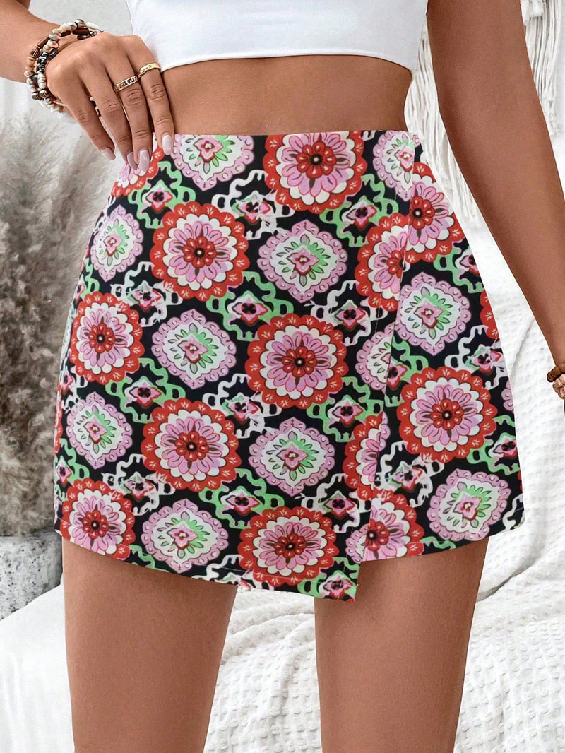 VCAY Mujeres Vintage Casual Skort de estampado total