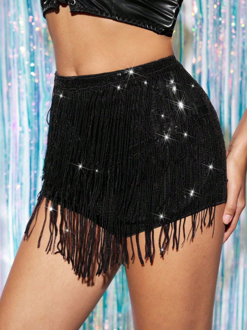 BAE Shorts de borlas de lentejuelas de moda para fiesta