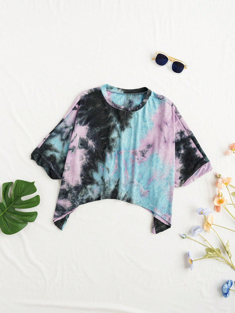 Camiseta suelta de verano para mujer con tie-dye