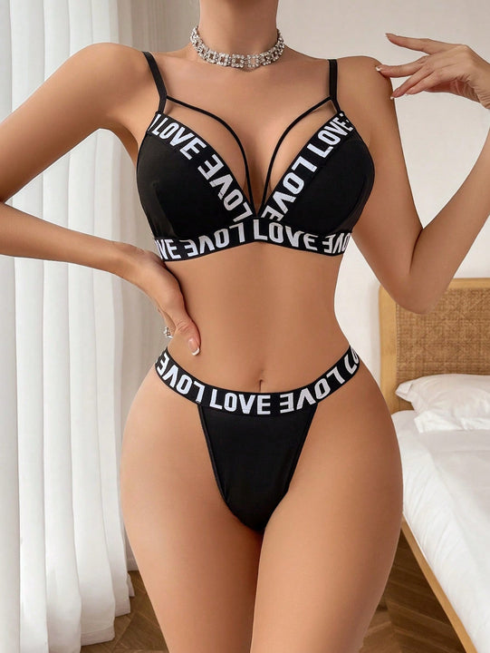 Juego de sujetador inalambrico y braguita estampada para mujer (2 piezas) con estilo