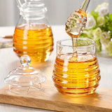 Un Tarro de Miel con Varilla para Mezclar, Embalaje Perlado, No Fácil de Romper, Multifuncional en Un Solo Recipiente, Tarro para Hojas de Té, Tarro Retro para Azúcar en Cubitos, Tarro para Almacenamiento de Cereales Domésticos, Tarro para Té de Flores,