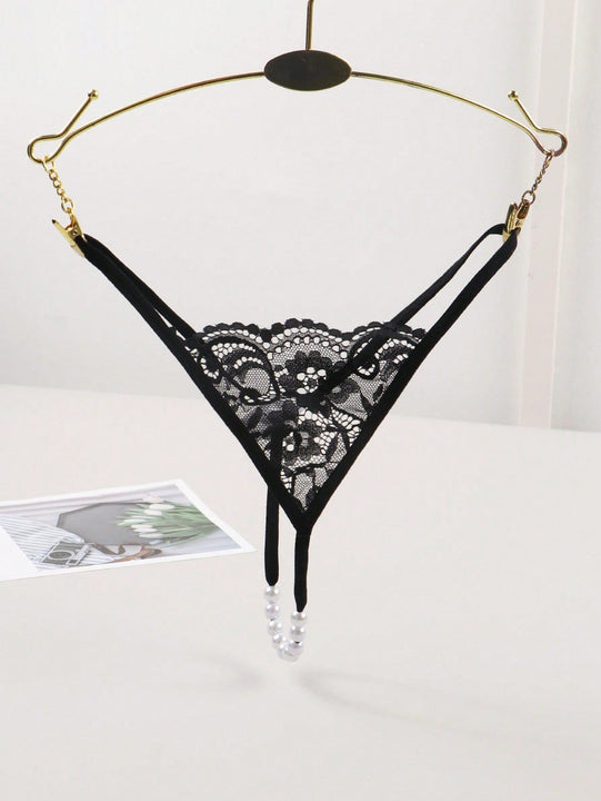 Atractiva tanga de perlas para mujer con diseno de encaje elegante y sexy
