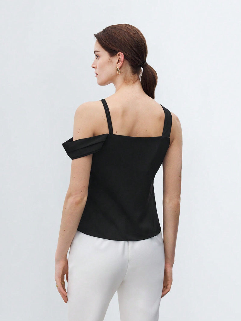 BIZwear Top de primavera/verano para mujeres, simple y versatil, unicolor y con pliegues